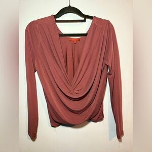 Red by BKEChic purple/muave Ruched Long Sleeve Blouse, medium